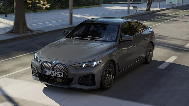 BMW i4 in Grey Driving