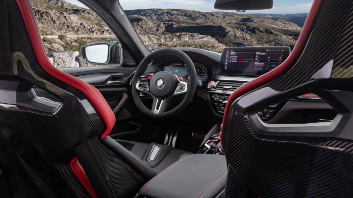 Black and Red BMW M5 CS Interior