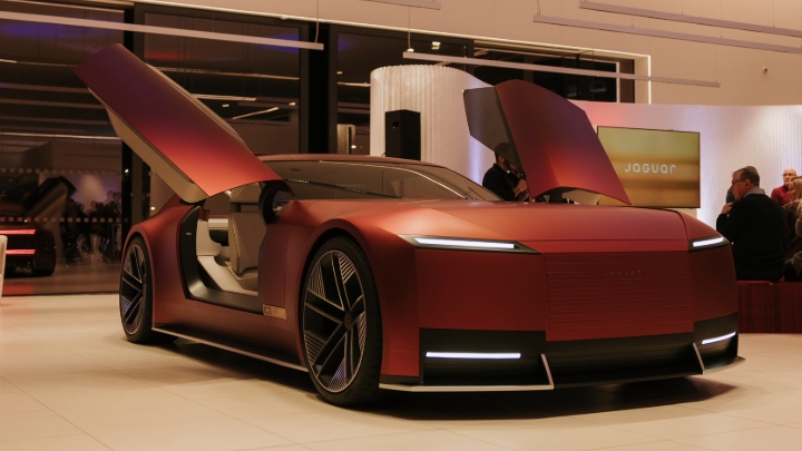 Pink Jaguar Type 00 Inside Jaguar Showroom