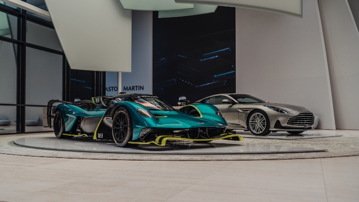 Aston Martin Valkyrie and DB11 inside Aston Martin Factory
