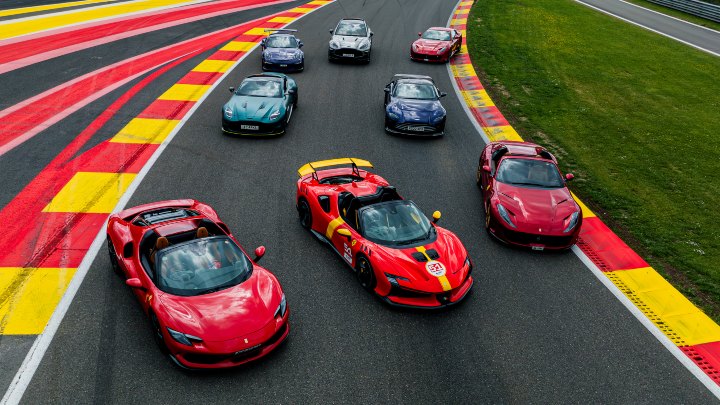 Ferrari, Aston Martin and Porsche Models at Spa Francorchamps with Club HLS