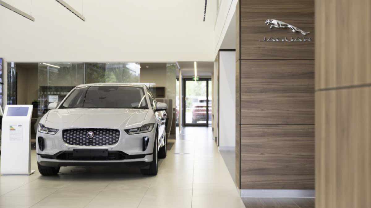 Jaguar inside of the Nottingham showroom