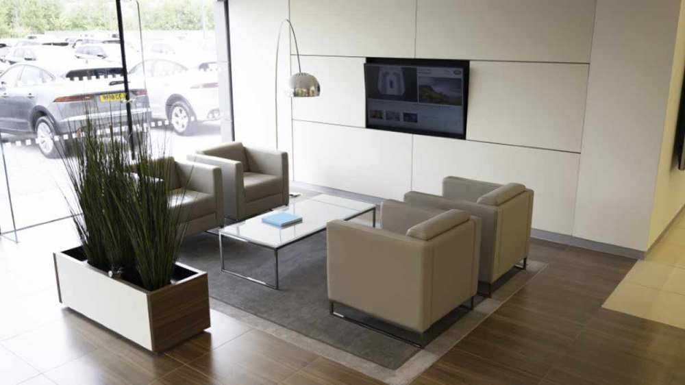 Waiting area inside the Jaguar Nottingham showroom