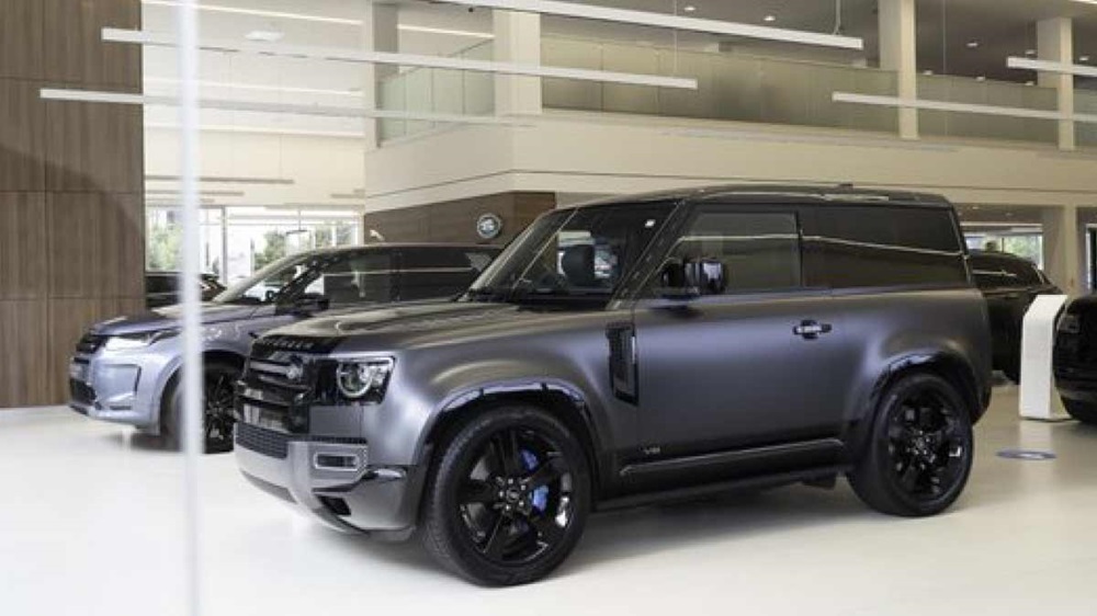 Cars inside the Land Rover Nottingham showroom