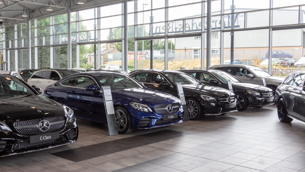 Cars inside the Mercedes-Benz of Huddersfield showroom