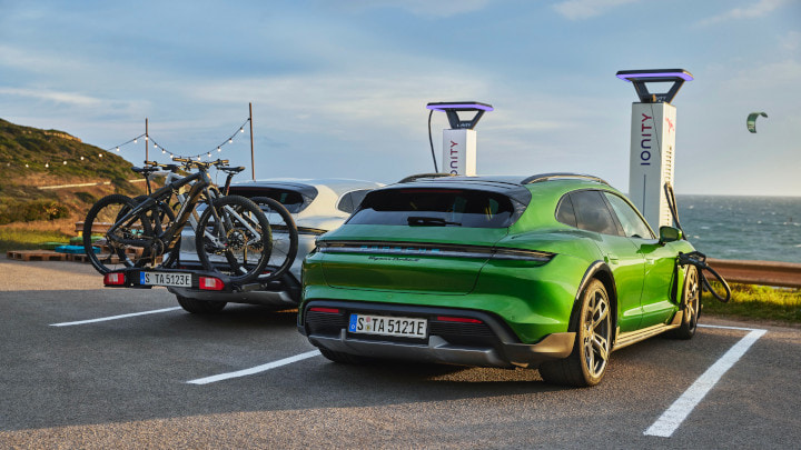 Duo Of Porsche Taycan Cross Turismo Charging