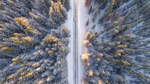 Snowy Road Aerial