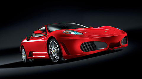 Front parked shot of a red Ferrari F430
