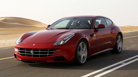 Front parked shot of a red Ferrari FF