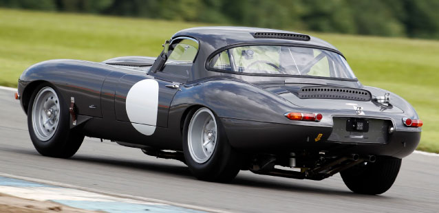 Rear view of the E-Type at Donington Park.