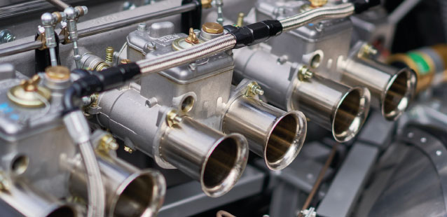 Close up of the Jaguar XK engine.