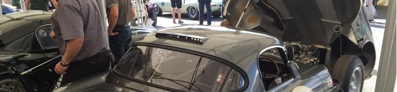 Jaguar Lightweight E-Type with the bonnet open.