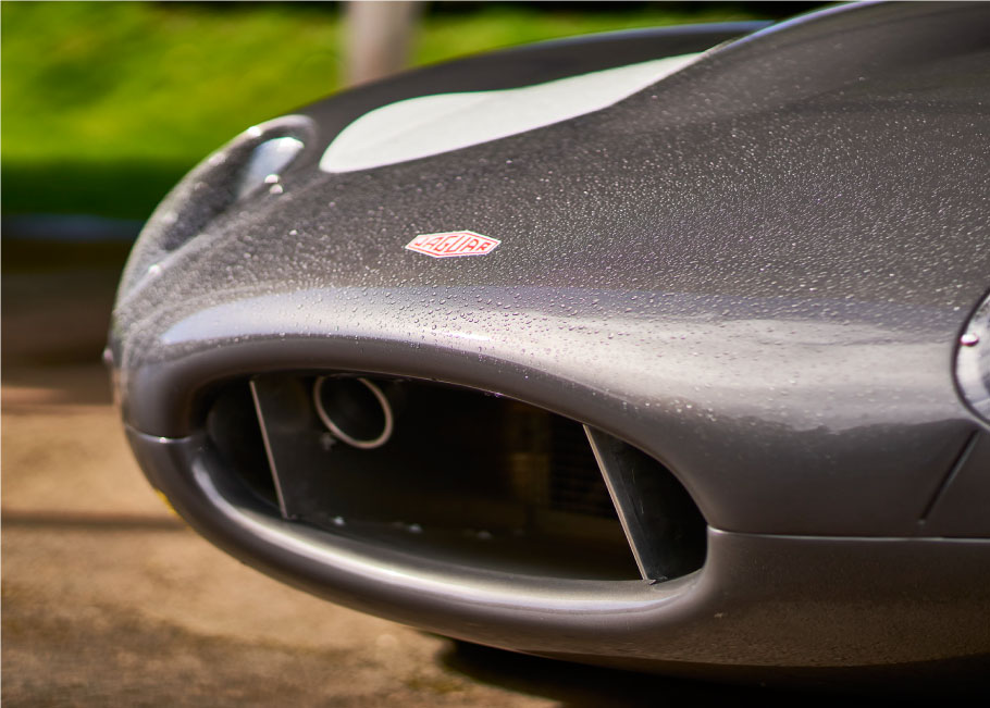 Front view of the Jaguar Lightweight E-Type.