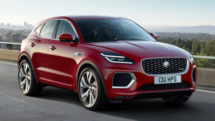 Red Jaguar E-PACE Driving