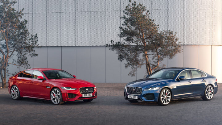 Blue and Red Jaguar XE