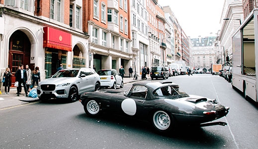 Jaguar Lightweight E-type in Mayfair London.