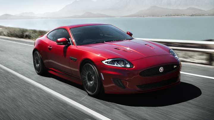 Red Jaguar XK Driving