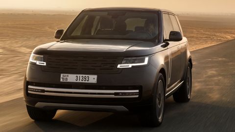 Range Rover Electric being driven in the desert