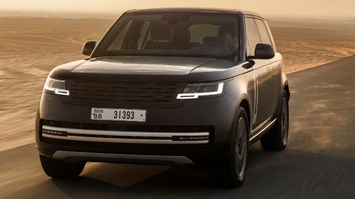 Range Rover Electric being driven in the desert