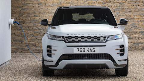 White Range Rover Evoque Plug-In Hybrid Front Charging