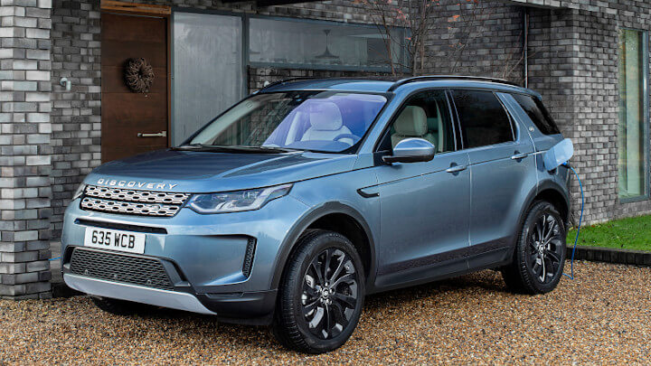 Blue Land Rover Discovery Sport Plug-In Hybrid Charging