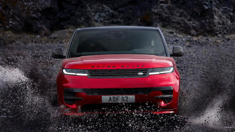 Red Range Rover Sport Driving Off-Road