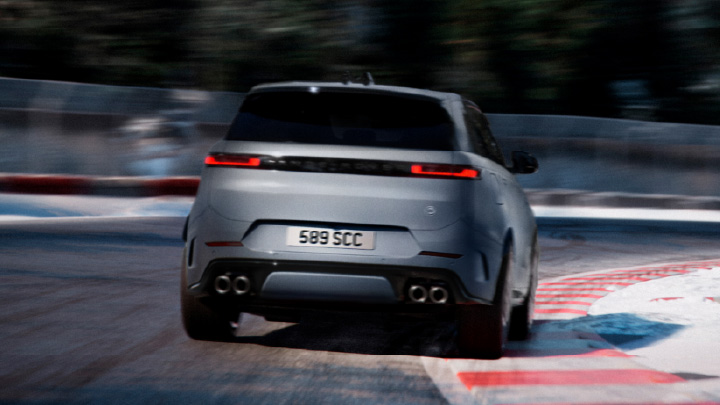 Range Rover Sport SV rear driving on track