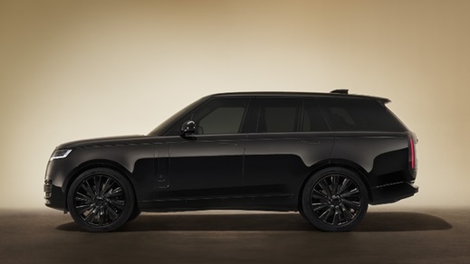Range Rover SV Black shown in side profile with black exterior on a studio background