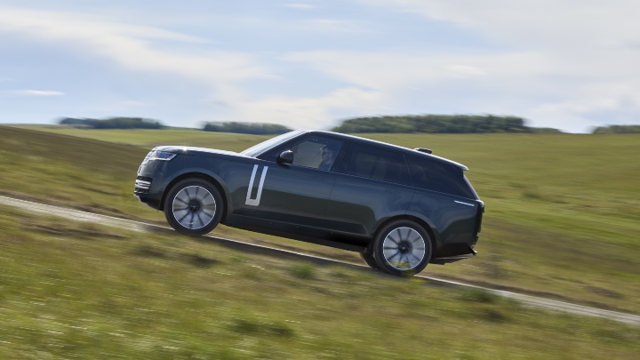 Range Rover Electric driving side in countryside