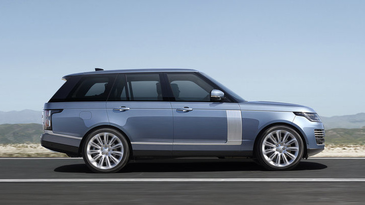 Silver Range Rover Plug-In Hybrid Side Driving