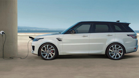 White Range Rover Sport Plug-In Hybrid Charging