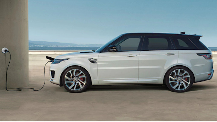 White Range Rover Sport Plug-In Hybrid Charging