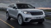 Silver Range Rover Velar Exterior Front Driving on Overcast Day
