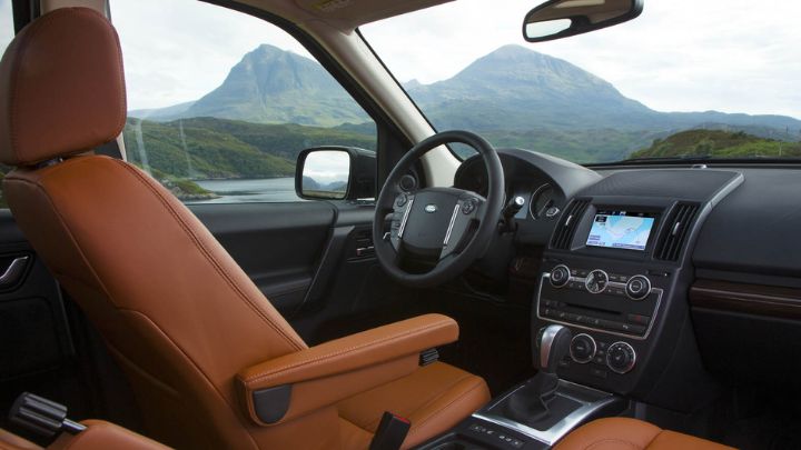 Interior of a Land Rover Freelander with brown seats
