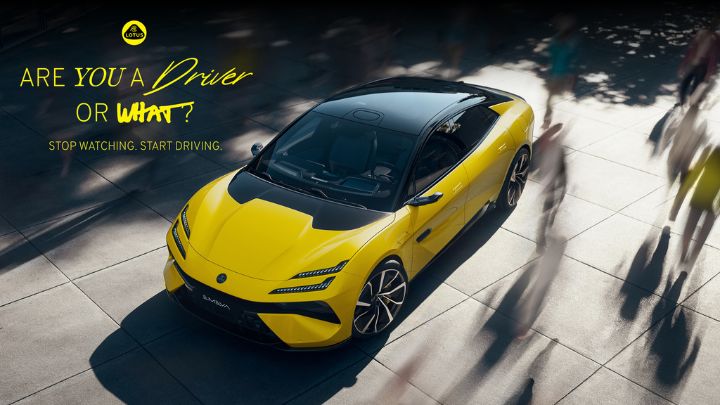 Yellow Lotus Emeya driving on the road