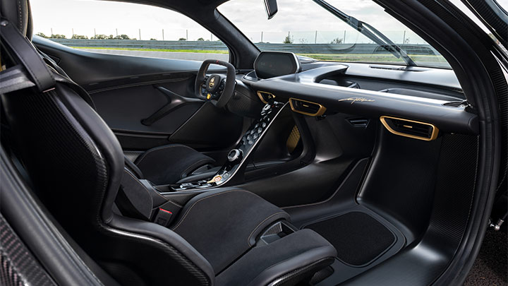 Interior close up of a Lotus Evija