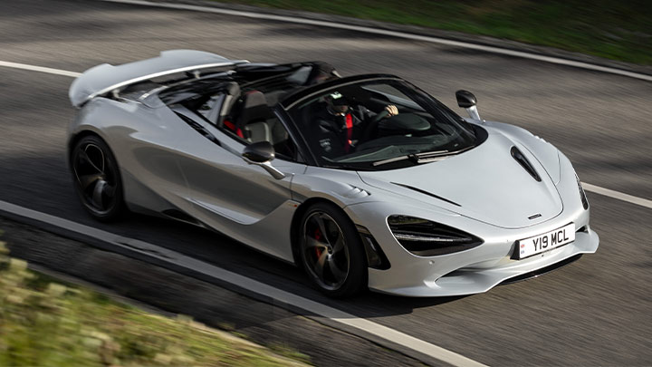 White McLaren 750S Spider Aerial Shot
