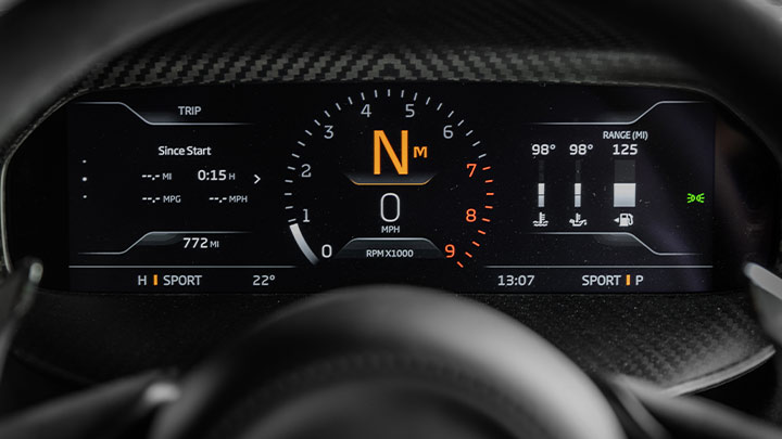 McLaren 750S Instrument Panel Dials