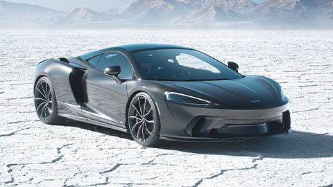 Grey McLaren GTS On Cracked Snowy Ground