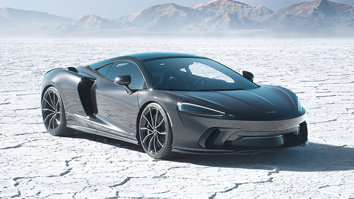 Grey McLaren GTS On Cracked Snowy Ground