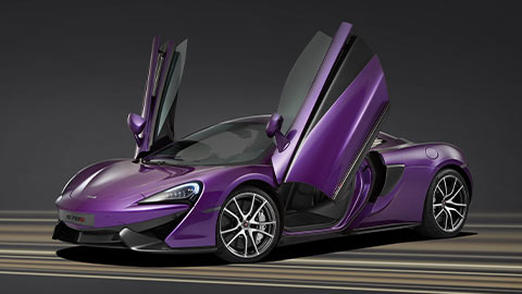Purple McLaren 570S With Open Butterfly Doors