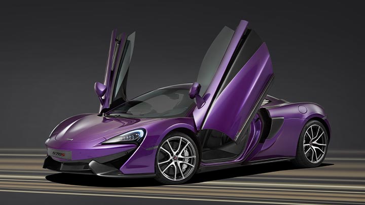 Purple McLaren 570S With Open Butterfly Doors
