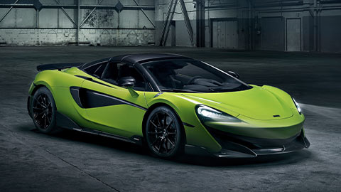 Green McLaren 600LT Parked Inside Warehouse