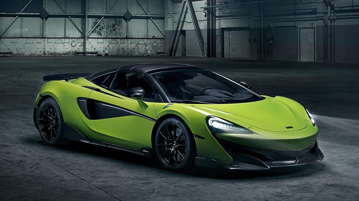 Green McLaren 600LT Parked Inside Warehouse