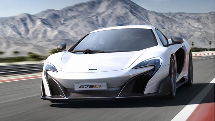 White McLaren 675LT Driving