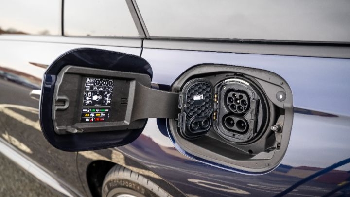 Mercedes Benz Charging blue car port