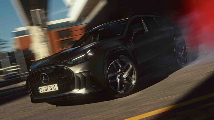 Black Mercedes-AMG GT SUV driving