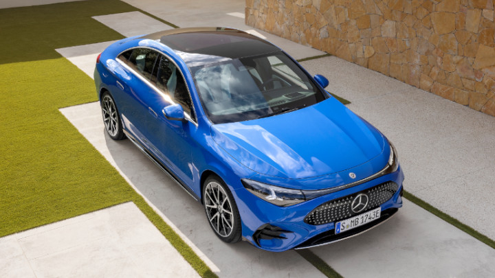 Mercedes-Benz CLA Aerial View in Blue