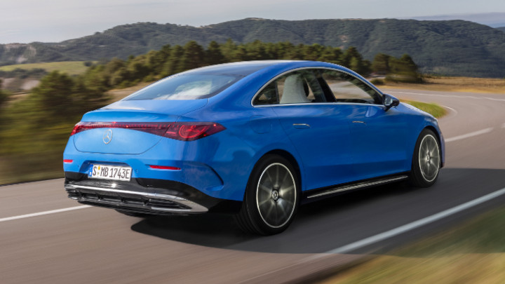 Mercedes-Benz CLA finished in Blue driving Side View