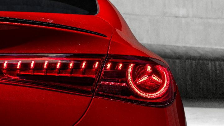 Red Mercedes Benz CLA Electric rear tailight